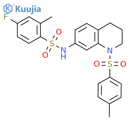 4-fluoro-2-methyl-N-1-(4-methylbenzenesulfonyl)-1,2,3,4-tetrahydroquinolin-7-ylbenzene-1-sulfonamide structure