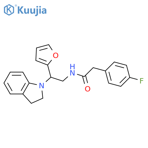 N-2-(2,3-dihydro-1H-indol-1-yl)-2-(furan-2-yl)ethyl-2-(4-fluorophenyl)acetamide structure