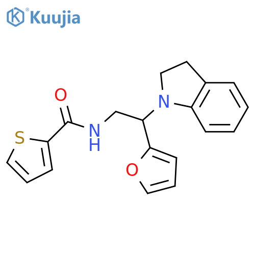 N-2-(2,3-dihydro-1H-indol-1-yl)-2-(furan-2-yl)ethylthiophene-2-carboxamide structure