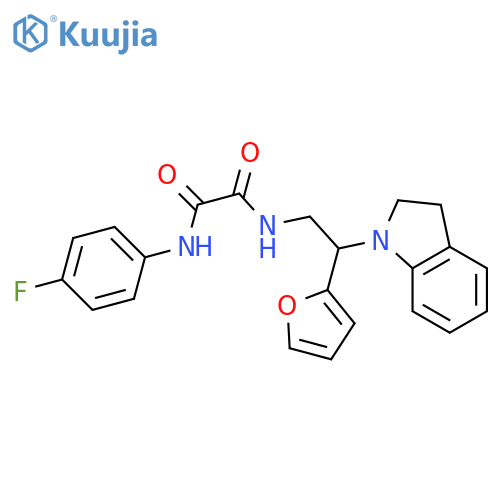 N-2-(2,3-dihydro-1H-indol-1-yl)-2-(furan-2-yl)ethyl-N'-(4-fluorophenyl)ethanediamide structure
