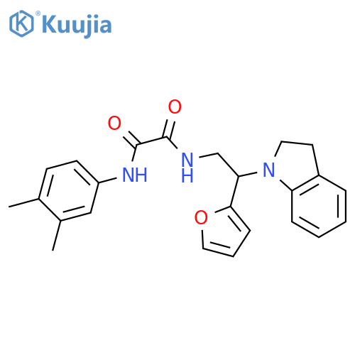N-2-(2,3-dihydro-1H-indol-1-yl)-2-(furan-2-yl)ethyl-N'-(3,4-dimethylphenyl)ethanediamide structure