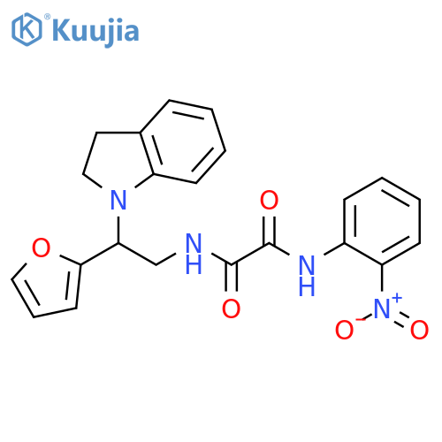 N-2-(2,3-dihydro-1H-indol-1-yl)-2-(furan-2-yl)ethyl-N'-(2-nitrophenyl)ethanediamide structure