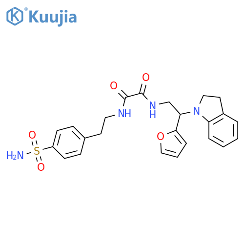 N-2-(2,3-dihydro-1H-indol-1-yl)-2-(furan-2-yl)ethyl-N'-2-(4-sulfamoylphenyl)ethylethanediamide structure