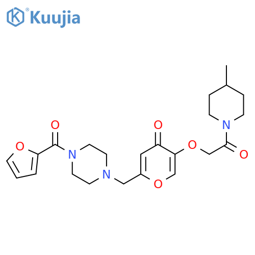 2-{4-(furan-2-carbonyl)piperazin-1-ylmethyl}-5-2-(4-methylpiperidin-1-yl)-2-oxoethoxy-4H-pyran-4-one structure