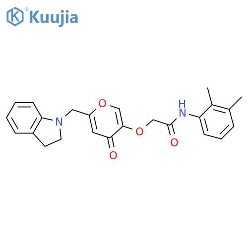 2-({6-(2,3-dihydro-1H-indol-1-yl)methyl-4-oxo-4H-pyran-3-yl}oxy)-N-(2,3-dimethylphenyl)acetamide structure