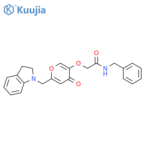 N-benzyl-2-({6-(2,3-dihydro-1H-indol-1-yl)methyl-4-oxo-4H-pyran-3-yl}oxy)acetamide structure