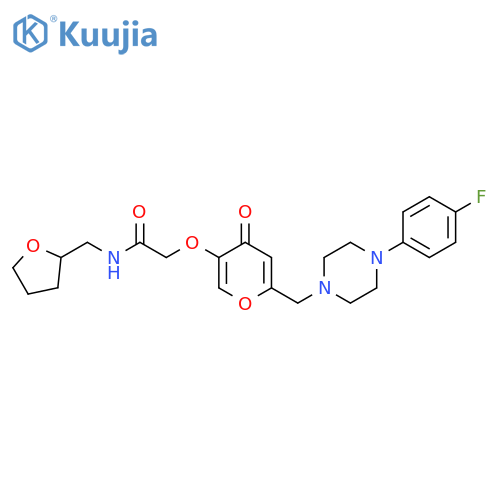 2-(6-{4-(4-fluorophenyl)piperazin-1-ylmethyl}-4-oxo-4H-pyran-3-yl)oxy-N-(oxolan-2-yl)methylacetamide structure