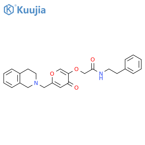 2-({4-oxo-6-(1,2,3,4-tetrahydroisoquinolin-2-yl)methyl-4H-pyran-3-yl}oxy)-N-(2-phenylethyl)acetamide structure