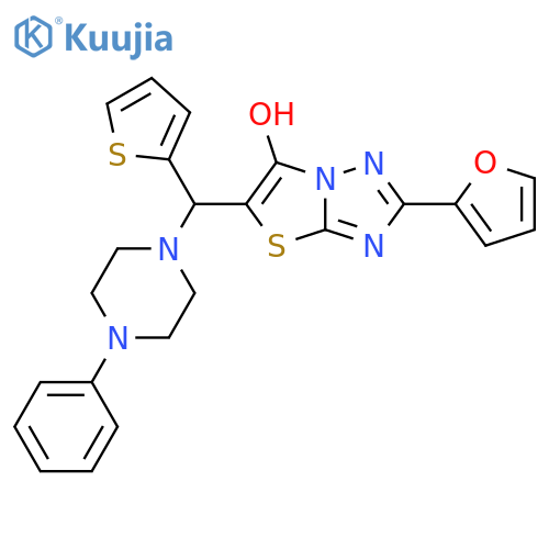 2-(furan-2-yl)-5-(4-phenylpiperazin-1-yl)(thiophen-2-yl)methyl-1,2,4triazolo3,2-b1,3thiazol-6-ol structure