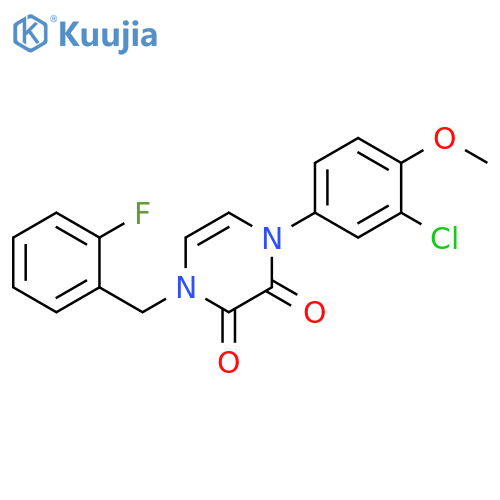 1-(3-chloro-4-methoxyphenyl)-4-(2-fluorophenyl)methyl-1,2,3,4-tetrahydropyrazine-2,3-dione structure