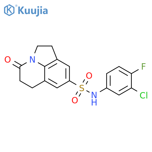 N-(3-chloro-4-fluorophenyl)-11-oxo-1-azatricyclo6.3.1.0^{4,12}dodeca-4(12),5,7-triene-6-sulfonamide structure