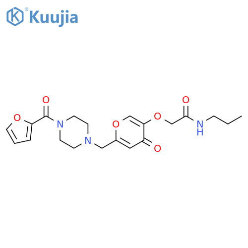 2-(6-{4-(furan-2-carbonyl)piperazin-1-ylmethyl}-4-oxo-4H-pyran-3-yl)oxy-N-propylacetamide structure