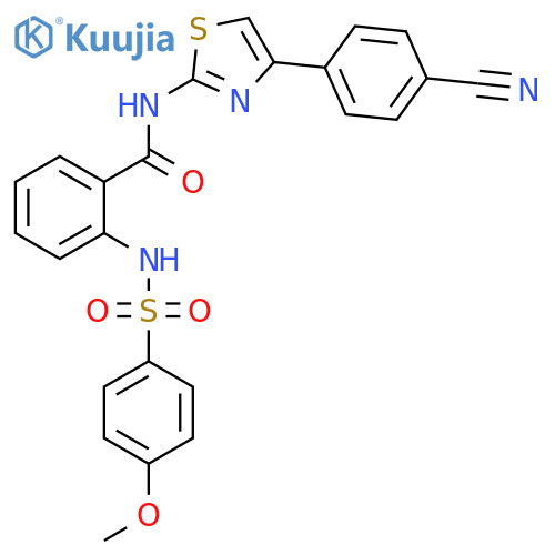 N-4-(4-cyanophenyl)-1,3-thiazol-2-yl-2-(4-methoxybenzenesulfonamido)benzamide structure