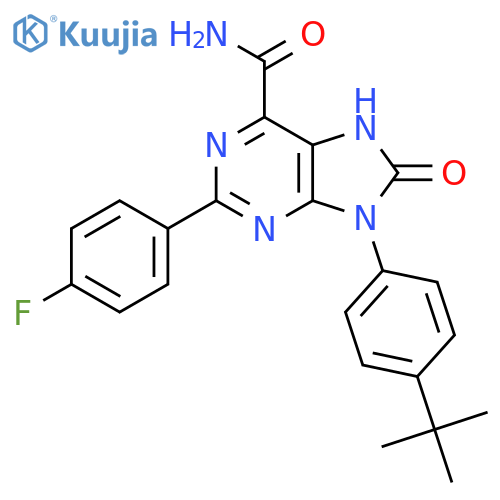 9-(4-tert-butylphenyl)-2-(4-fluorophenyl)-8-oxo-8,9-dihydro-7H-purine-6-carboxamide structure