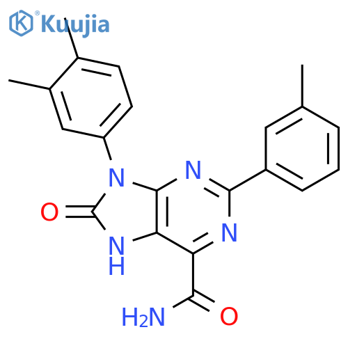 9-(3,4-dimethylphenyl)-2-(3-methylphenyl)-8-oxo-8,9-dihydro-7H-purine-6-carboxamide structure