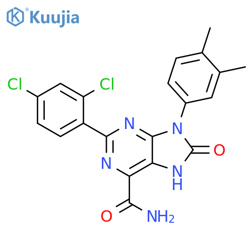 2-(2,4-dichlorophenyl)-9-(3,4-dimethylphenyl)-8-oxo-8,9-dihydro-7H-purine-6-carboxamide structure
