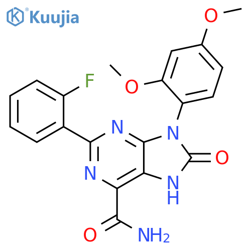 9-(2,4-dimethoxyphenyl)-2-(2-fluorophenyl)-8-oxo-8,9-dihydro-7H-purine-6-carboxamide structure