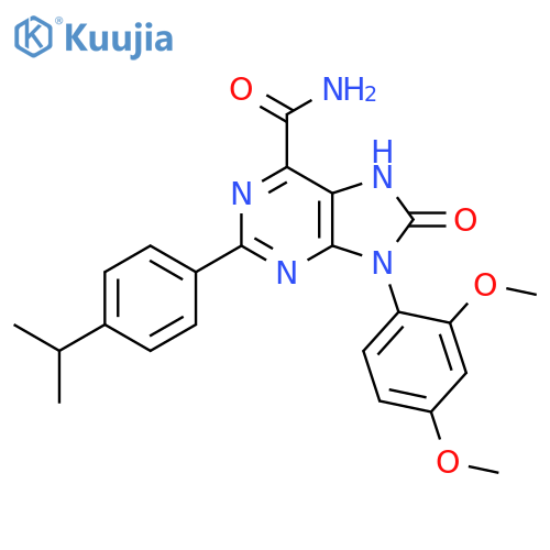 9-(2,4-dimethoxyphenyl)-8-oxo-2-4-(propan-2-yl)phenyl-8,9-dihydro-7H-purine-6-carboxamide structure