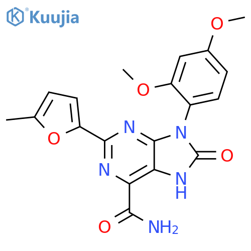 9-(2,4-dimethoxyphenyl)-2-(5-methylfuran-2-yl)-8-oxo-8,9-dihydro-7H-purine-6-carboxamide structure