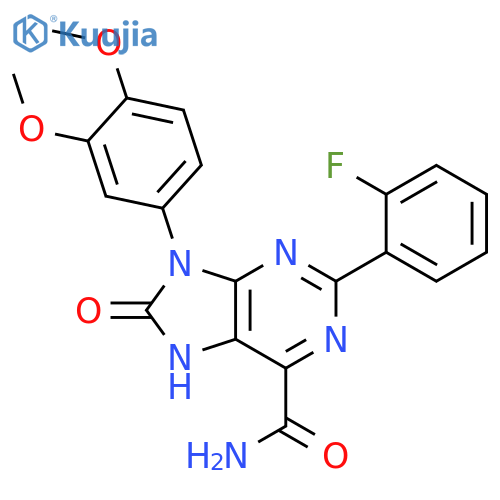 9-(3,4-dimethoxyphenyl)-2-(2-fluorophenyl)-8-oxo-8,9-dihydro-7H-purine-6-carboxamide structure