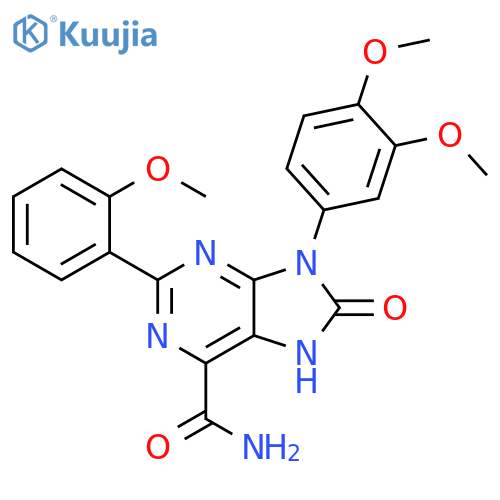 9-(3,4-dimethoxyphenyl)-2-(2-methoxyphenyl)-8-oxo-8,9-dihydro-7H-purine-6-carboxamide structure