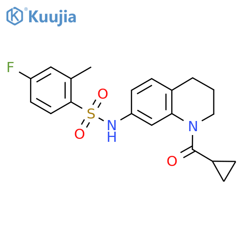 N-(1-cyclopropanecarbonyl-1,2,3,4-tetrahydroquinolin-7-yl)-4-fluoro-2-methylbenzene-1-sulfonamide structure