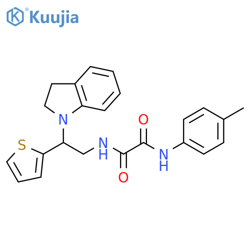 N-2-(2,3-dihydro-1H-indol-1-yl)-2-(thiophen-2-yl)ethyl-N'-(4-methylphenyl)ethanediamide structure