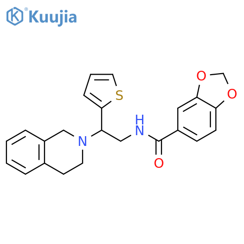 N-2-(1,2,3,4-tetrahydroisoquinolin-2-yl)-2-(thiophen-2-yl)ethyl-2H-1,3-benzodioxole-5-carboxamide structure