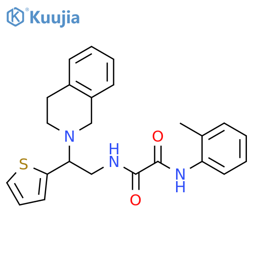 N'-(2-methylphenyl)-N-2-(1,2,3,4-tetrahydroisoquinolin-2-yl)-2-(thiophen-2-yl)ethylethanediamide structure