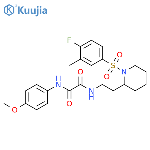 N-{2-1-(4-fluoro-3-methylbenzenesulfonyl)piperidin-2-ylethyl}-N'-(4-methoxyphenyl)ethanediamide structure