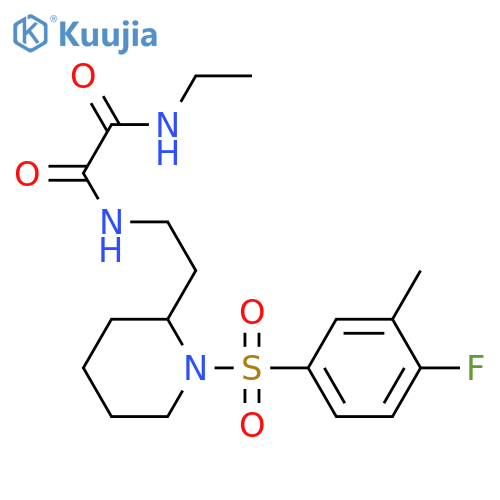 N-ethyl-N'-{2-1-(4-fluoro-3-methylbenzenesulfonyl)piperidin-2-ylethyl}ethanediamide structure