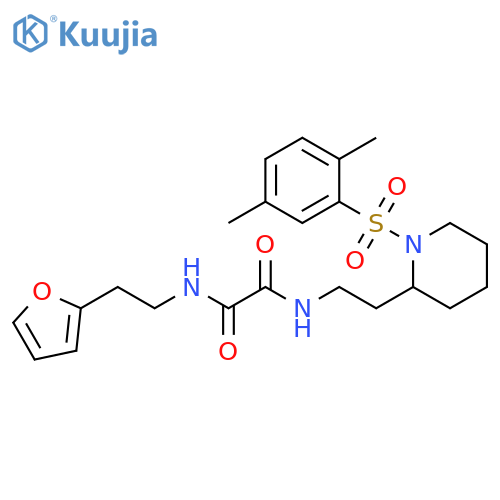 N'-{2-1-(2,5-dimethylbenzenesulfonyl)piperidin-2-ylethyl}-N-2-(furan-2-yl)ethylethanediamide structure