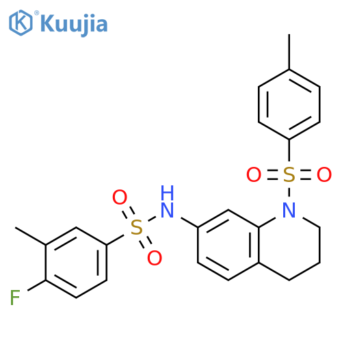 4-fluoro-3-methyl-N-1-(4-methylbenzenesulfonyl)-1,2,3,4-tetrahydroquinolin-7-ylbenzene-1-sulfonamide structure