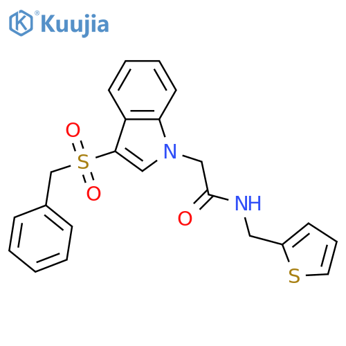 2-(3-phenylmethanesulfonyl-1H-indol-1-yl)-N-(thiophen-2-yl)methylacetamide structure