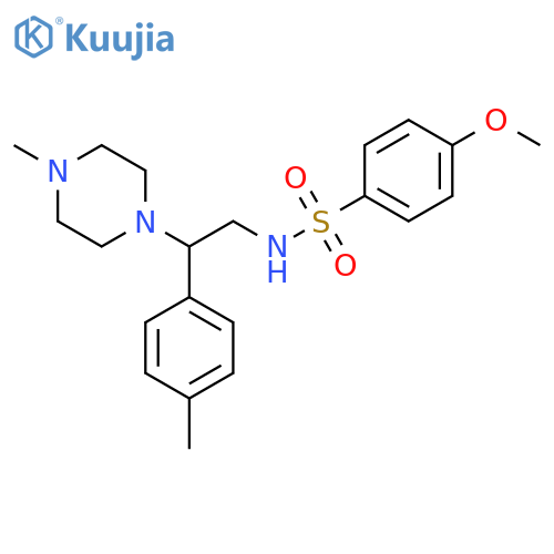 4-methoxy-N-2-(4-methylphenyl)-2-(4-methylpiperazin-1-yl)ethylbenzene-1-sulfonamide structure
