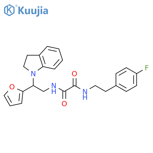 N-2-(2,3-dihydro-1H-indol-1-yl)-2-(furan-2-yl)ethyl-N'-2-(4-fluorophenyl)ethylethanediamide structure