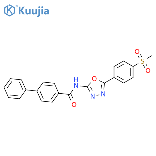 N-5-(4-methanesulfonylphenyl)-1,3,4-oxadiazol-2-yl-1,1'-biphenyl-4-carboxamide structure