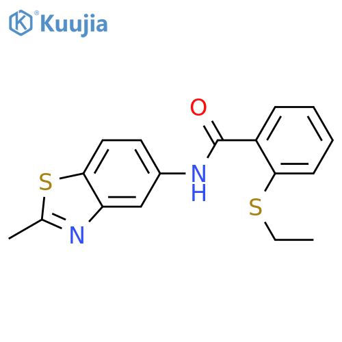 2-(ethylsulfanyl)-N-(2-methyl-1,3-benzothiazol-5-yl)benzamide structure