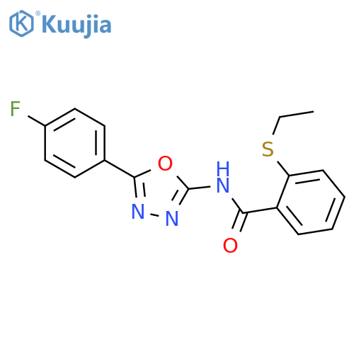 2-(ethylsulfanyl)-N-5-(4-fluorophenyl)-1,3,4-oxadiazol-2-ylbenzamide structure