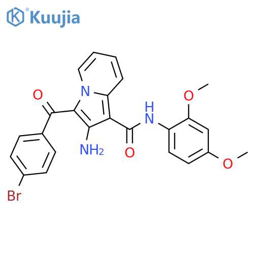 2-amino-3-(4-bromobenzoyl)-N-(2,4-dimethoxyphenyl)indolizine-1-carboxamide structure