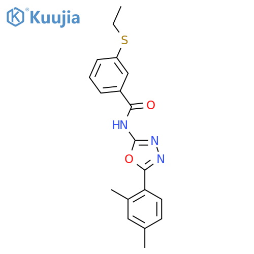 N-5-(2,4-dimethylphenyl)-1,3,4-oxadiazol-2-yl-3-(ethylsulfanyl)benzamide structure