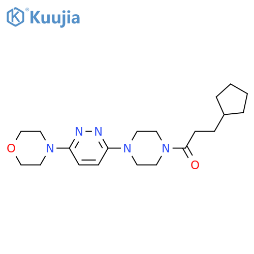 3-cyclopentyl-1-[4-(6-morpholin-4-ylpyridazin-3-yl)piperazin-1-yl]propan-1-one structure