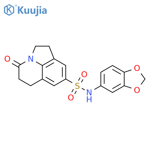 N-(2H-1,3-benzodioxol-5-yl)-11-oxo-1-azatricyclo6.3.1.0^{4,12}dodeca-4(12),5,7-triene-6-sulfonamide structure