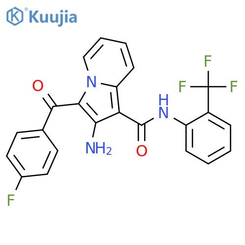 2-amino-3-(4-fluorobenzoyl)-N-2-(trifluoromethyl)phenylindolizine-1-carboxamide structure