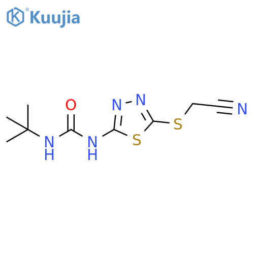 3-tert-butyl-1-{5-(cyanomethyl)sulfanyl-1,3,4-thiadiazol-2-yl}urea structure