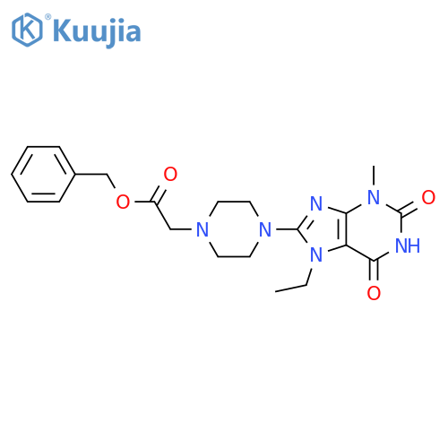 benzyl 2-4-(7-ethyl-3-methyl-2,6-dioxo-2,3,6,7-tetrahydro-1H-purin-8-yl)piperazin-1-ylacetate structure