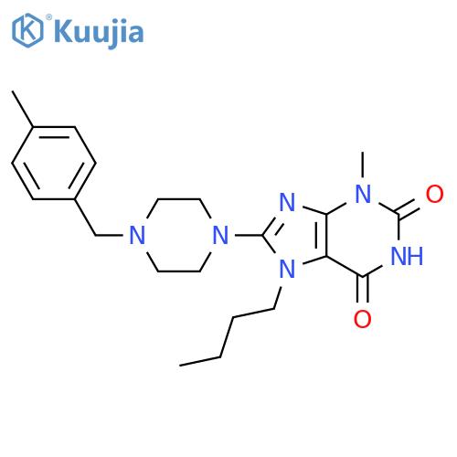 7-butyl-3-methyl-8-{4-(4-methylphenyl)methylpiperazin-1-yl}-2,3,6,7-tetrahydro-1H-purine-2,6-dione structure