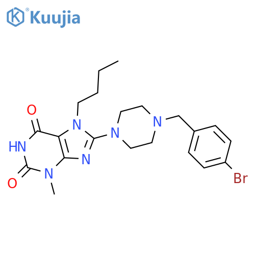 8-{4-(4-bromophenyl)methylpiperazin-1-yl}-7-butyl-3-methyl-2,3,6,7-tetrahydro-1H-purine-2,6-dione structure