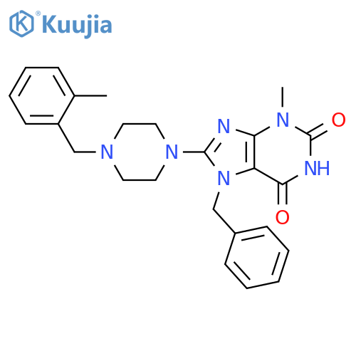 7-benzyl-3-methyl-8-{4-(2-methylphenyl)methylpiperazin-1-yl}-2,3,6,7-tetrahydro-1H-purine-2,6-dione structure