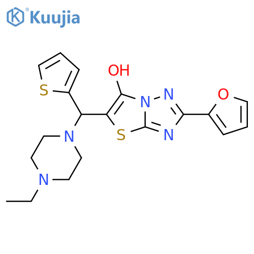 5-(4-ethylpiperazin-1-yl)(thiophen-2-yl)methyl-2-(furan-2-yl)-1,2,4triazolo3,2-b1,3thiazol-6-ol structure
